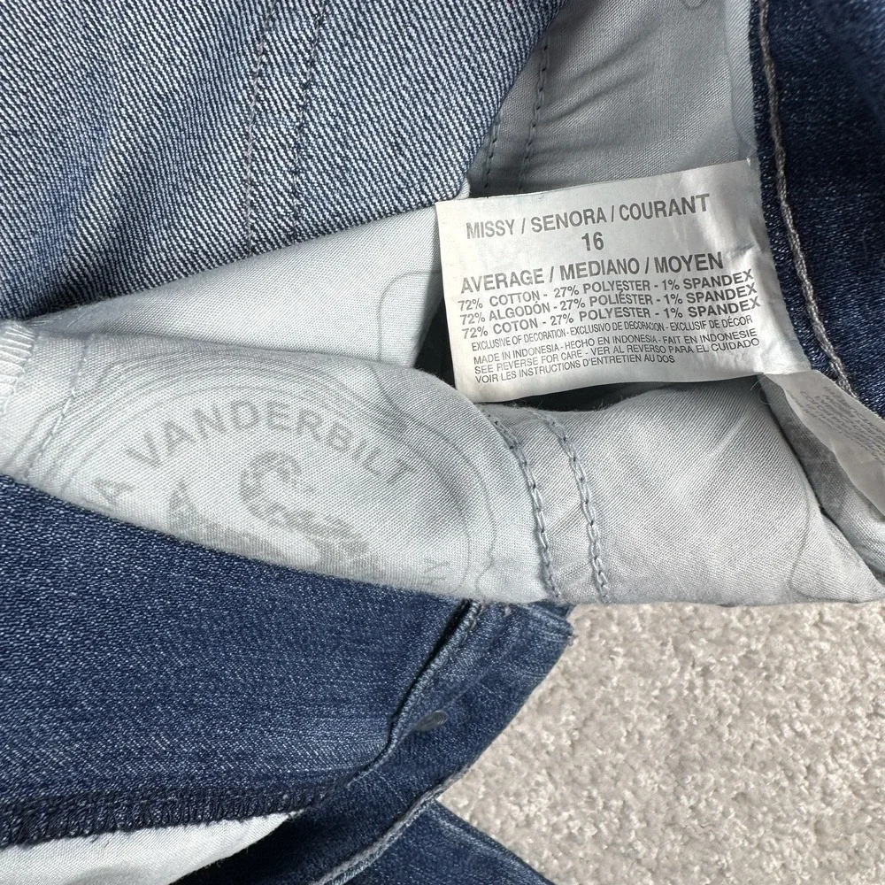 Gloria Vanderbilt Amanda Jeans Womens 16 Blue Tapered Phoenix Wash Classic Fit
